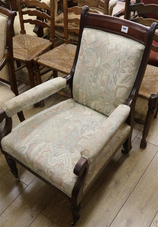 A Regency mahogany library chair